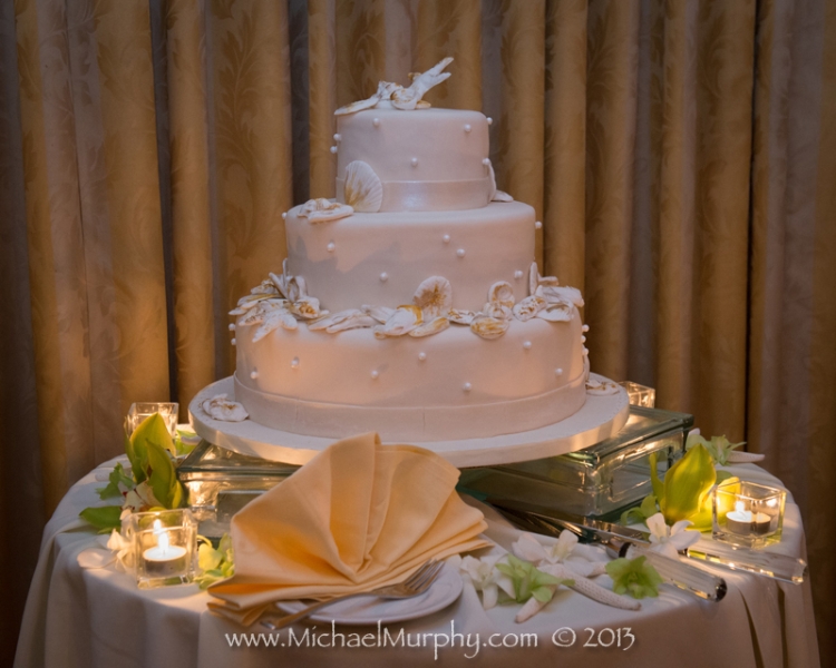 A delicious tiered wedding cake at the Riverside Hotel in Ft. Lauderdale.