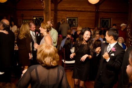 Guests dancing at Lingrow Farm wedding, Pittsburgh.