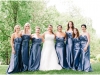 Bride with bridesmaids in blue satin a Sheraton Station Square, Pittsburgh wedding.