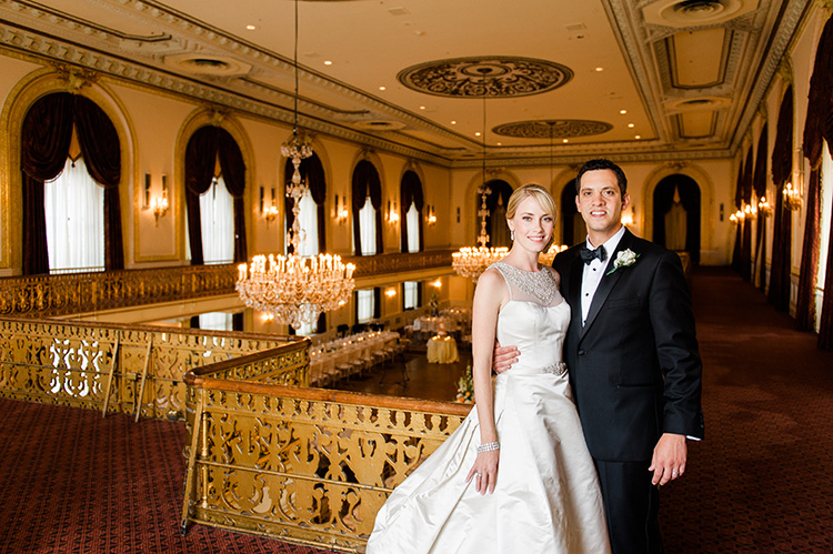 Omni Willian Penn Pittsburgh Wedding Bride and Groom in Elegant Ballroom
