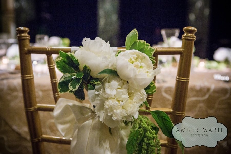Carnegie Museums Pittsburgh Wedding Reception - Flowers on Reception Chairs