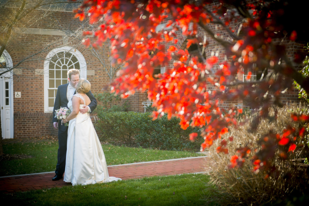 George Washington Hotel Pittsburgh Bride and Groom Autumn Outdoor Wedding Portrait