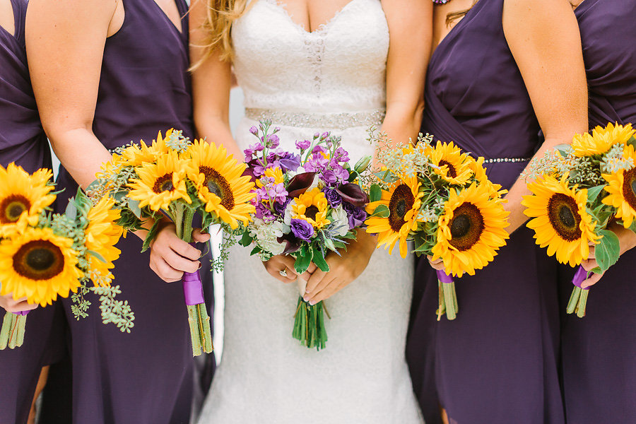Wisp Resort McHenry MD Bridal Party Sunflower Bouquets Fall Wedding