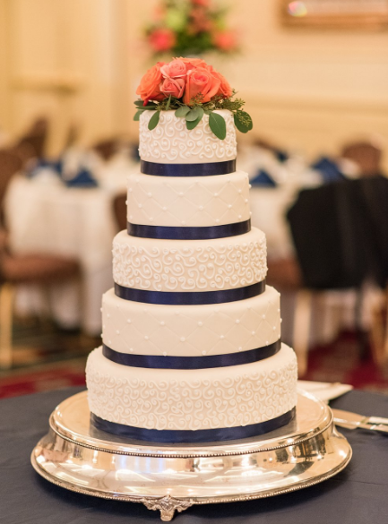 Ambassador Center Pittsburgh Wedding Blue Satin Cake