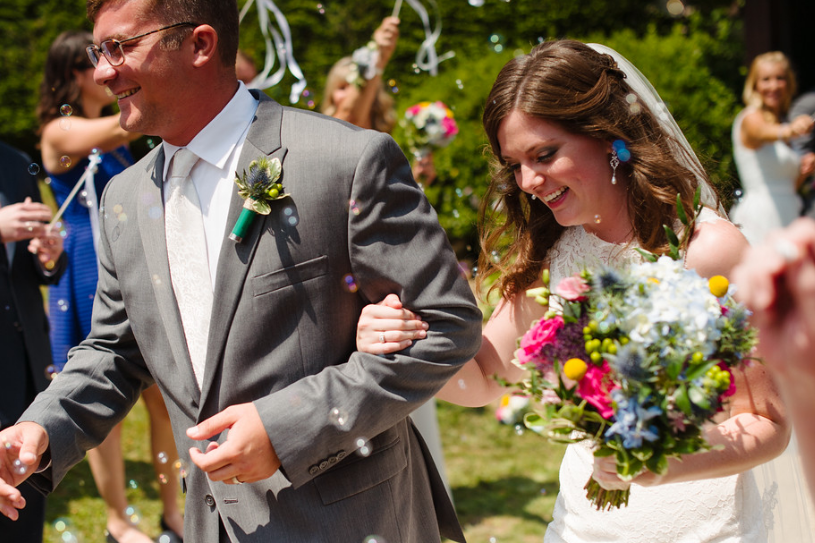 Seven Springs Pittsburgh Wedding After Ceremony Bubbles