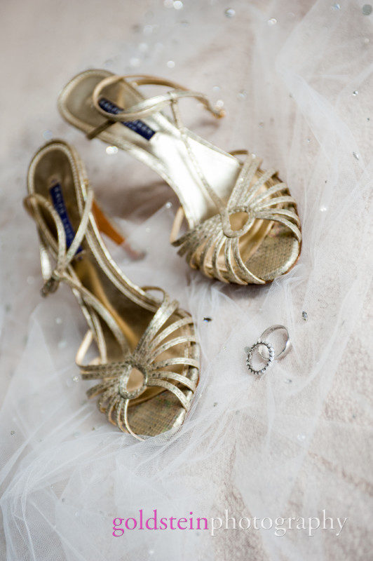 Gold Bridal Strap Sandals and Wedding Rings