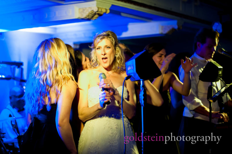 William Penn Hotel Pittsburgh Wedding Bride on stage singing with John Parker